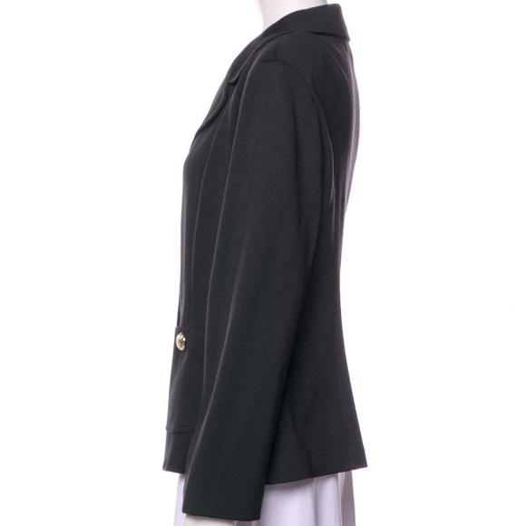 ST. JOHN Basics Santana Knit Button Front Blazer Jacket Black w/ Gold Buttons 10 - Picture 14 of 15